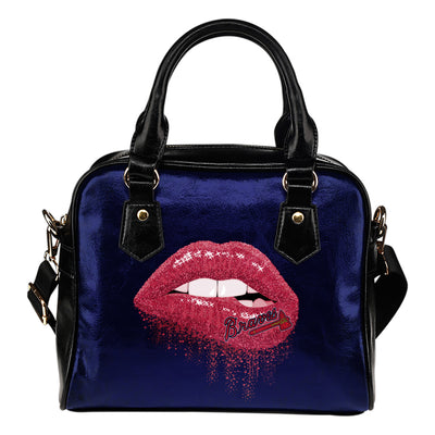 Beautiful Lips Elegant Logo Atlanta Braves Shoulder Handbags