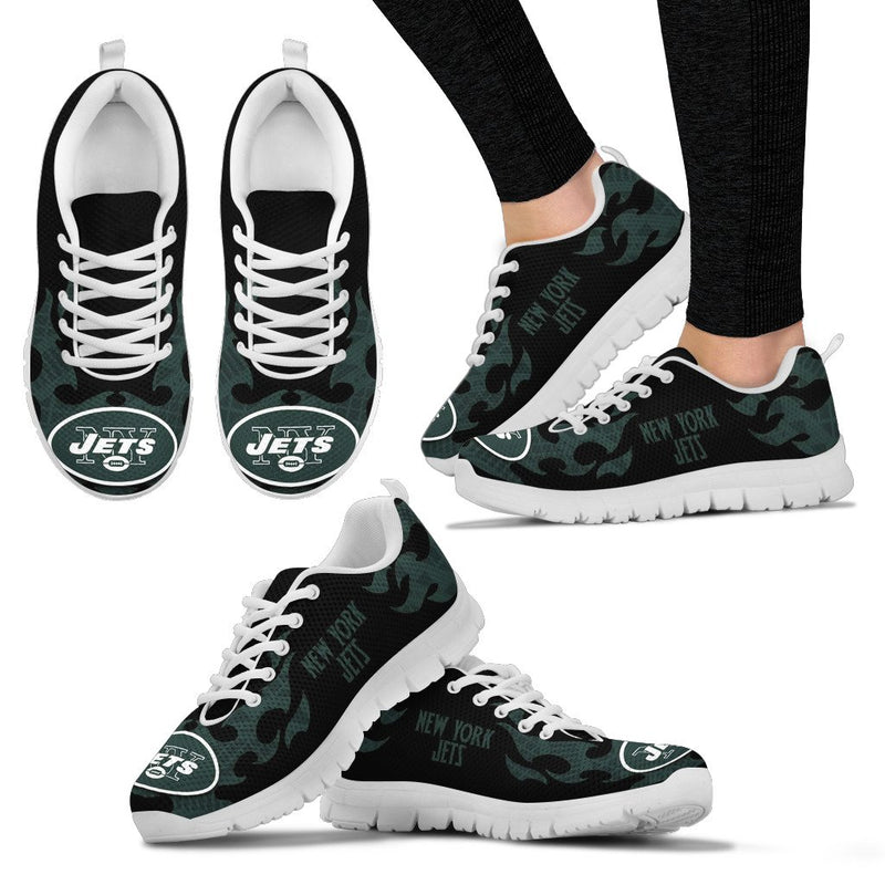 Tribal Flames Pattern New York Jets Sneakers