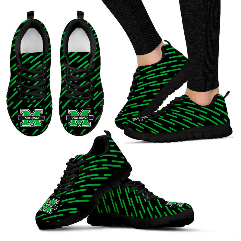 Marvelous Striped Stunning Logo Marshall Thundering Herd Sneakers