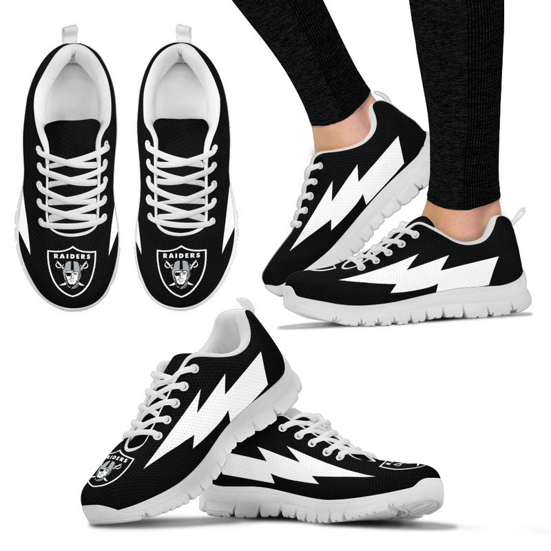 Cool Style Oakland Raiders Sneakers Thunder Lightning Amazing Logo