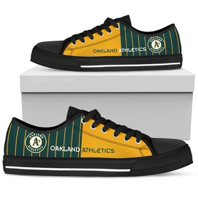 Cool Simple Design Vertical Stripes Oakland Athletics Low Top Shoes