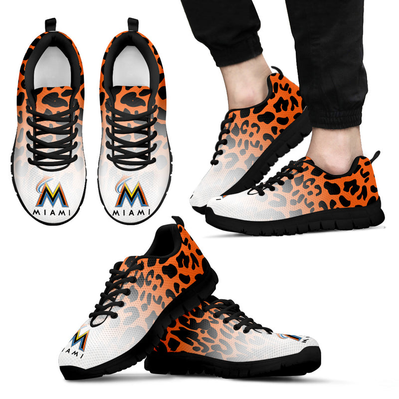 Leopard Pattern Awesome Miami Marlins Sneakers