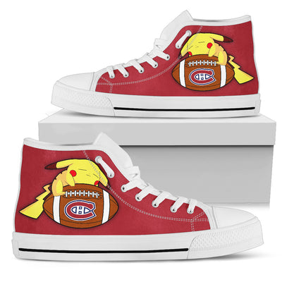 Pikachu Laying On Ball Montreal Canadiens High Top Shoes