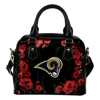 Valentine Rose With Thorns Los Angeles Rams Shoulder Handbags