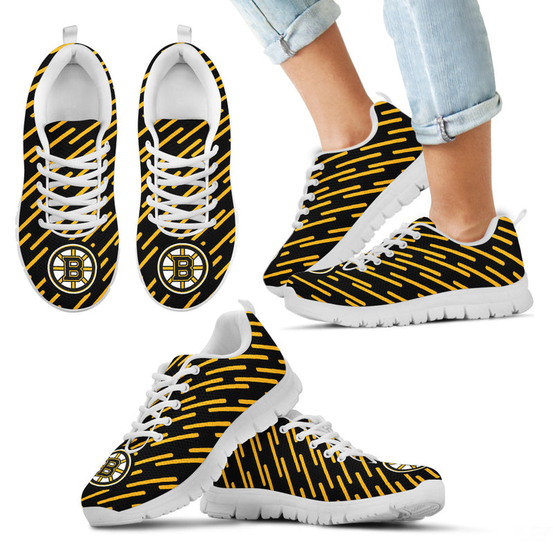 Marvelous Striped Stunning Logo Boston Bruins Sneakers