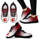 Custom Printed Calgary Flames Sneakers Leopard Pattern Awesome