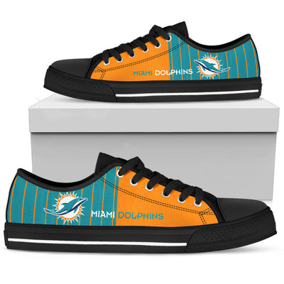 Cool Simple Design Vertical Stripes Miami Dolphins Low Top Shoes