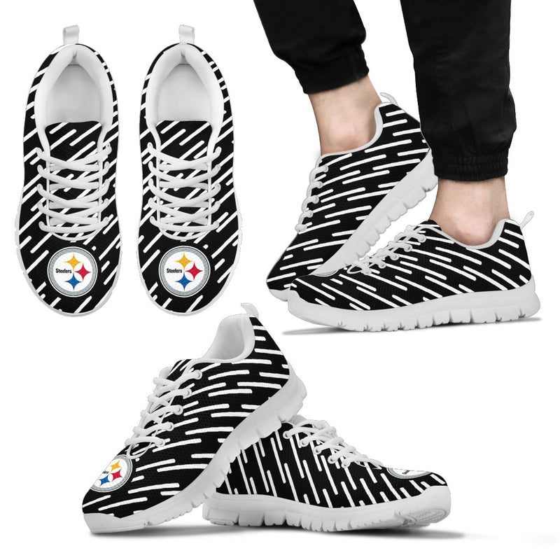 Marvelous Striped Stunning Logo Pittsburgh Steelers Sneakers