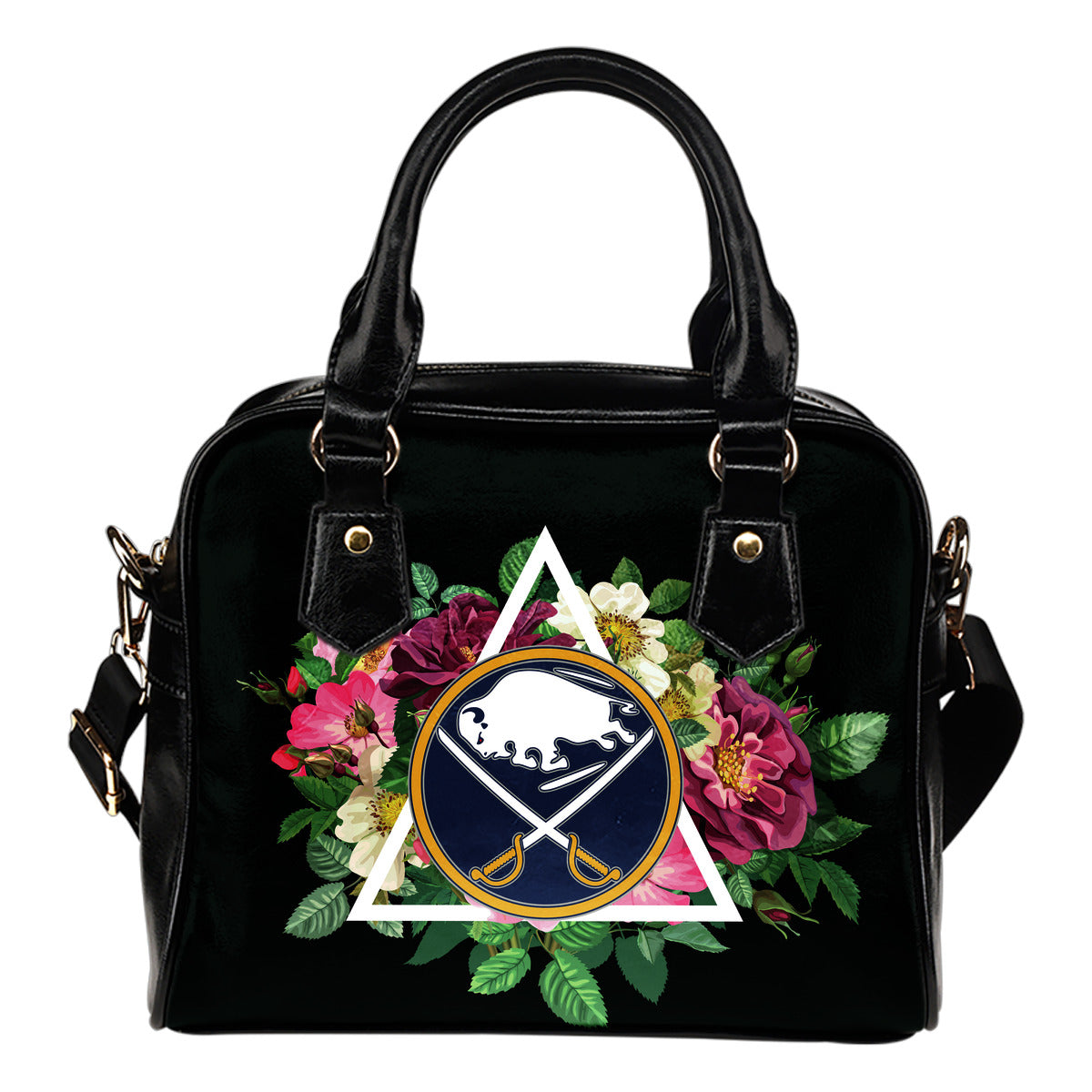 Floral Rose Valentine Logo Buffalo Sabres Shoulder Handbags