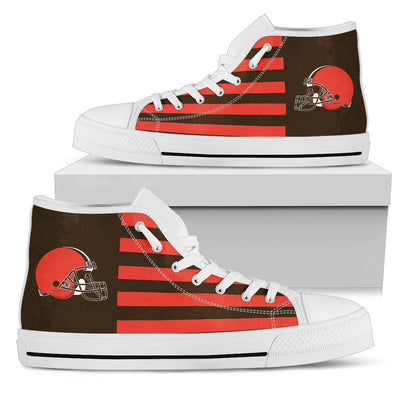 American Flag Cleveland Browns High Top Shoes