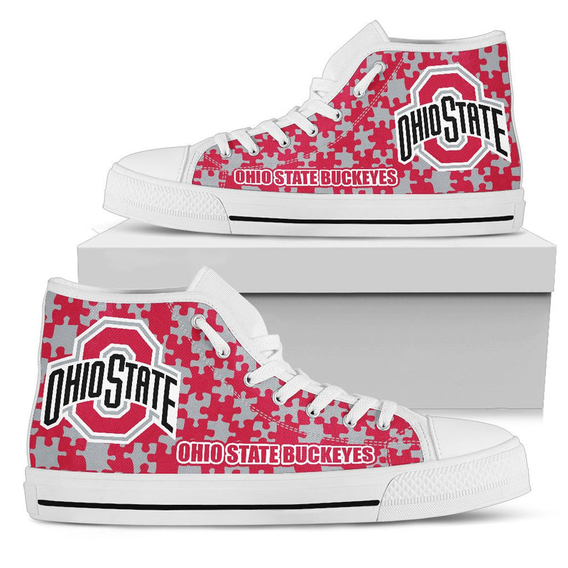 Puzzle Logo With Ohio State Buckeyes High Top Shoes
