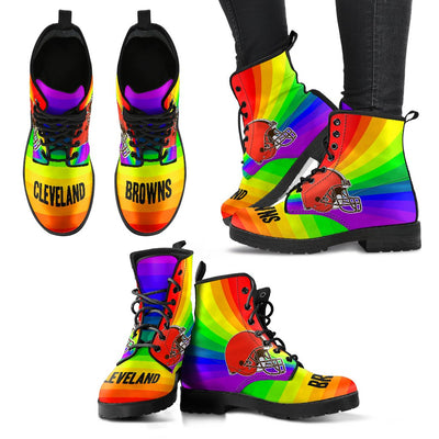 Colorful Rainbow Cleveland Browns Boots