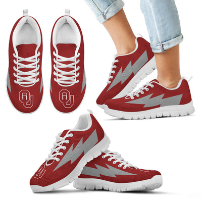 Interesting Oklahoma Sooners Sneakers Thunder Lightning Amazing Logo