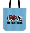 Love My Carolina Panthers Vertical Stripes Pattern Tote Bags