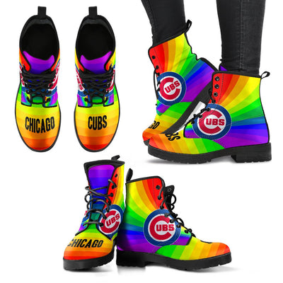 Colorful Rainbow Chicago Cubs Boots