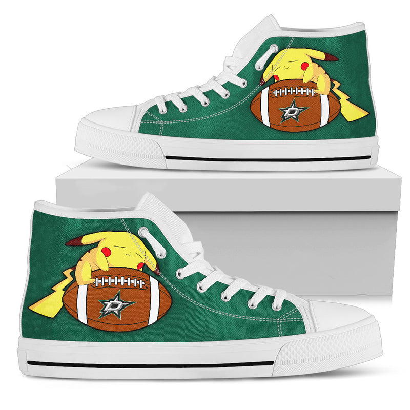 Pikachu Laying On Ball Dallas Stars High Top Shoes