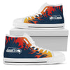 Fire Burning Fierce Strong Logo Seattle Seahawks High Top Shoes