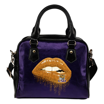 Beautiful Lips Elegant Logo LSU Tigers Shoulder Handbags