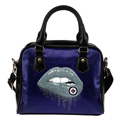 Beautiful Lips Elegant Logo Winnipeg Jets Shoulder Handbags