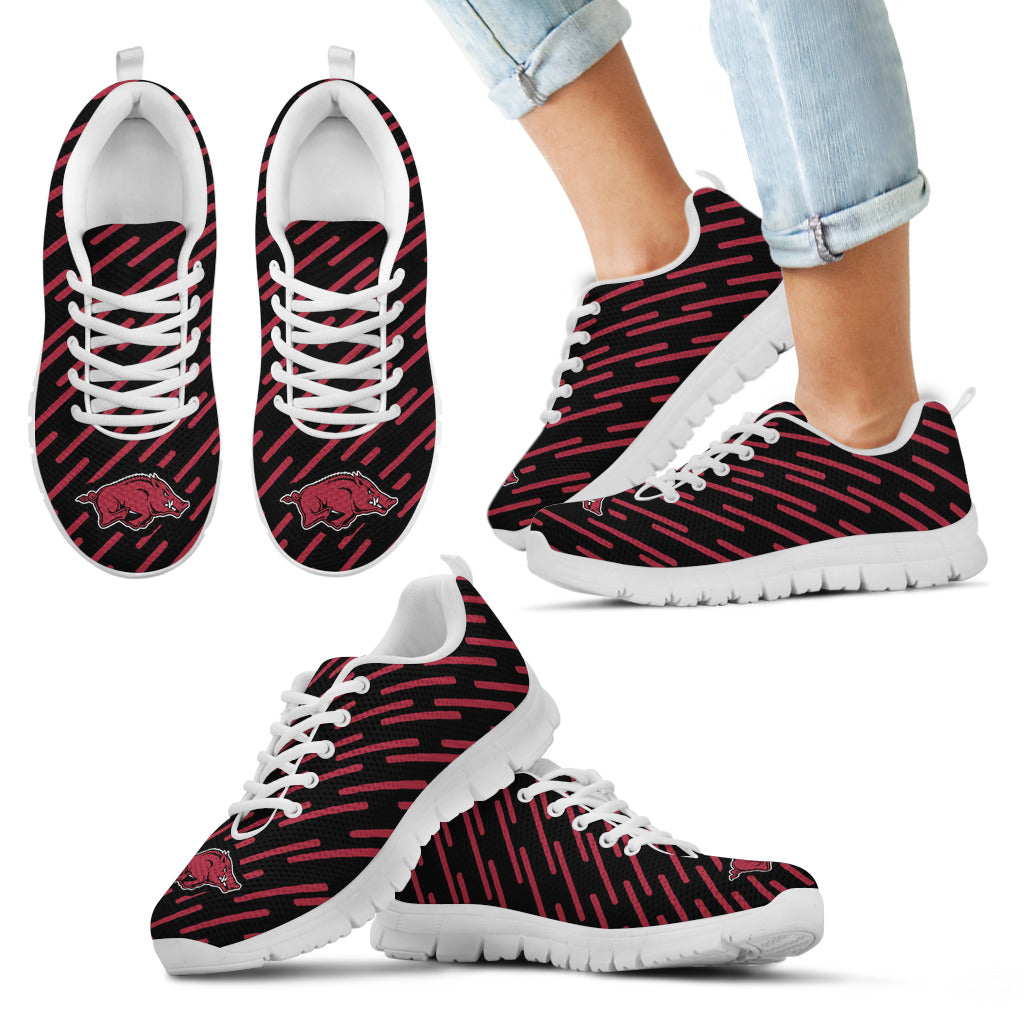 Marvelous Striped Stunning Logo Arkansas Razorbacks Sneakers