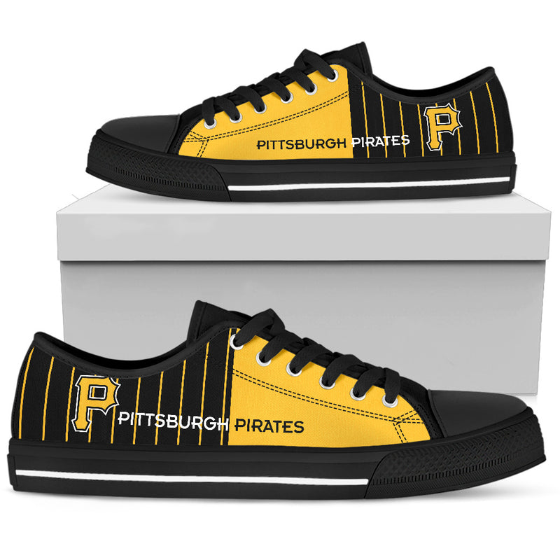 Cool Simple Design Vertical Stripes Pittsburgh Pirates Low Top Shoes