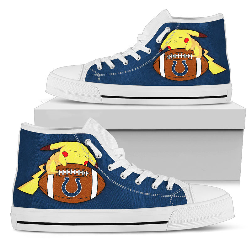 Pikachu Laying On Ball Indianapolis Colts High Top Shoes