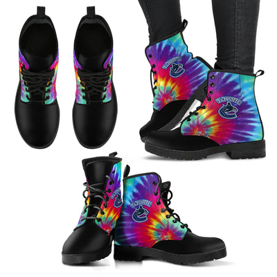 Tie Dying Awesome Background Rainbow Vancouver Canucks Boots