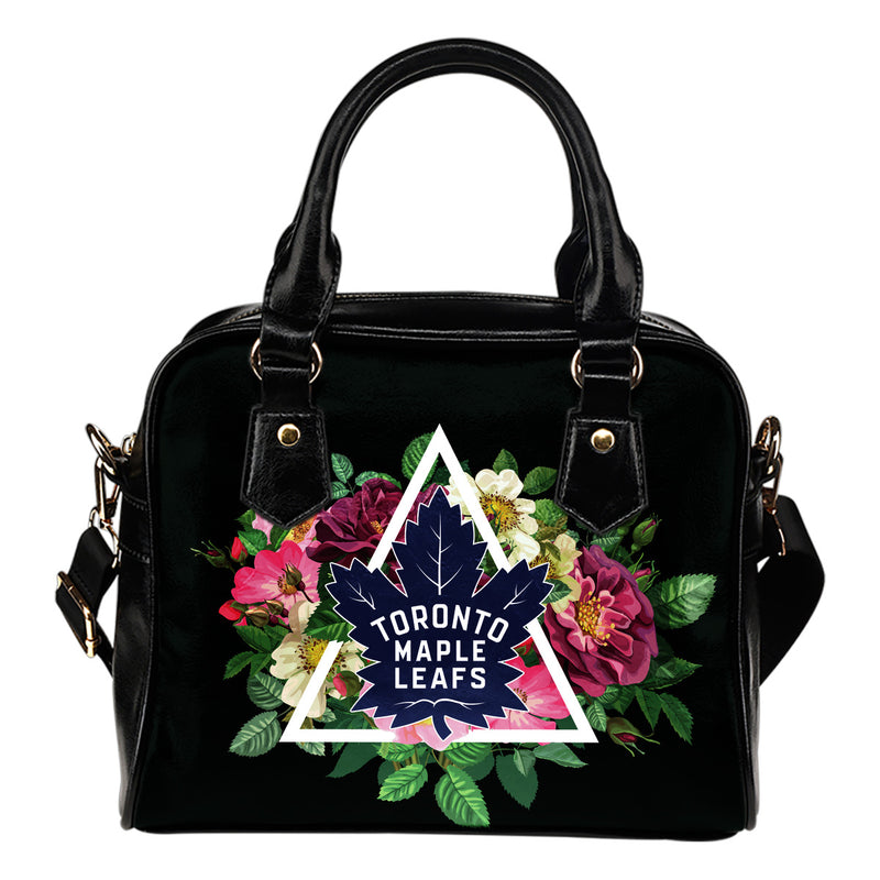 Floral Rose Valentine Logo Toronto Maple Leafs Shoulder Handbags