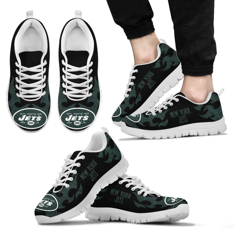 Tribal Flames Pattern New York Jets Sneakers