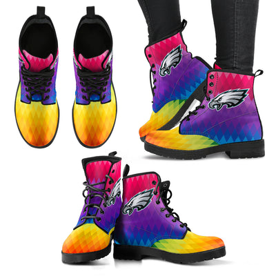 Multicolor Zig Zag Lovely Background Nice Logo Philadelphia Eagles Boots