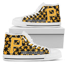Puzzle Logo With Pittsburgh Pirates High Top Shoes