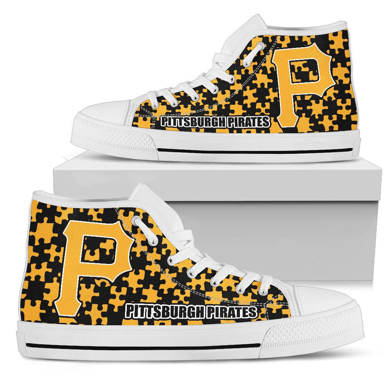 Puzzle Logo With Pittsburgh Pirates High Top Shoes