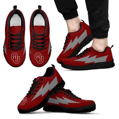 Interesting Oklahoma Sooners Sneakers Thunder Lightning Amazing Logo