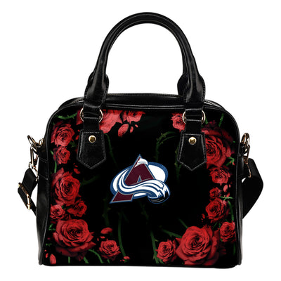 Valentine Rose With Thorns Colorado Avalanche Shoulder Handbags