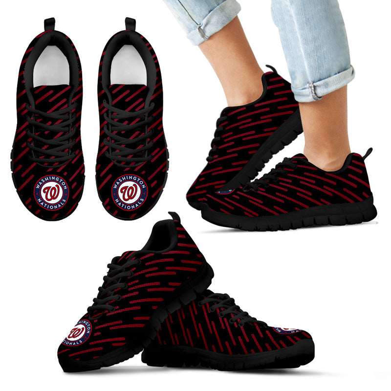 Marvelous Striped Stunning Logo Washington Nationals Sneakers