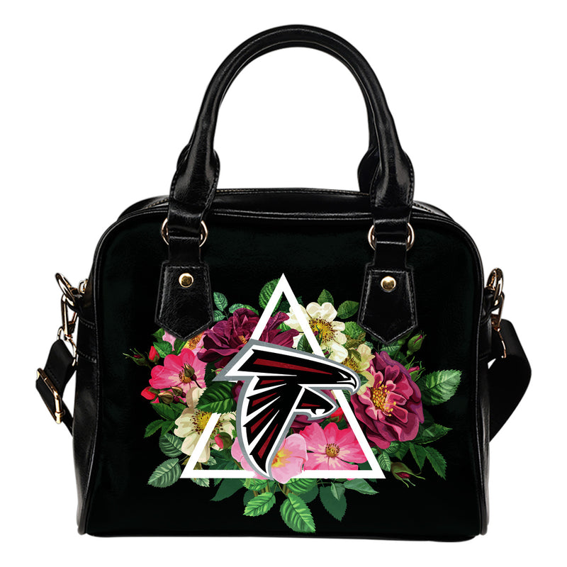 Atlanta Falcons Shoulder Handbags Floral Rose Valentine Logo