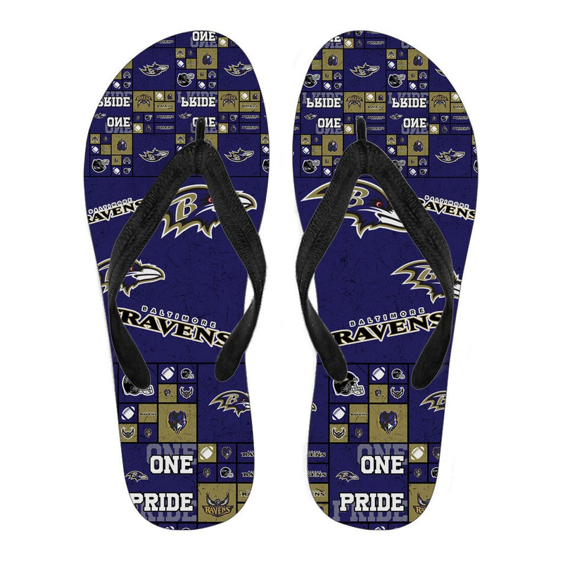 Colorful Pride Flag Baltimore Ravens Flip Flops