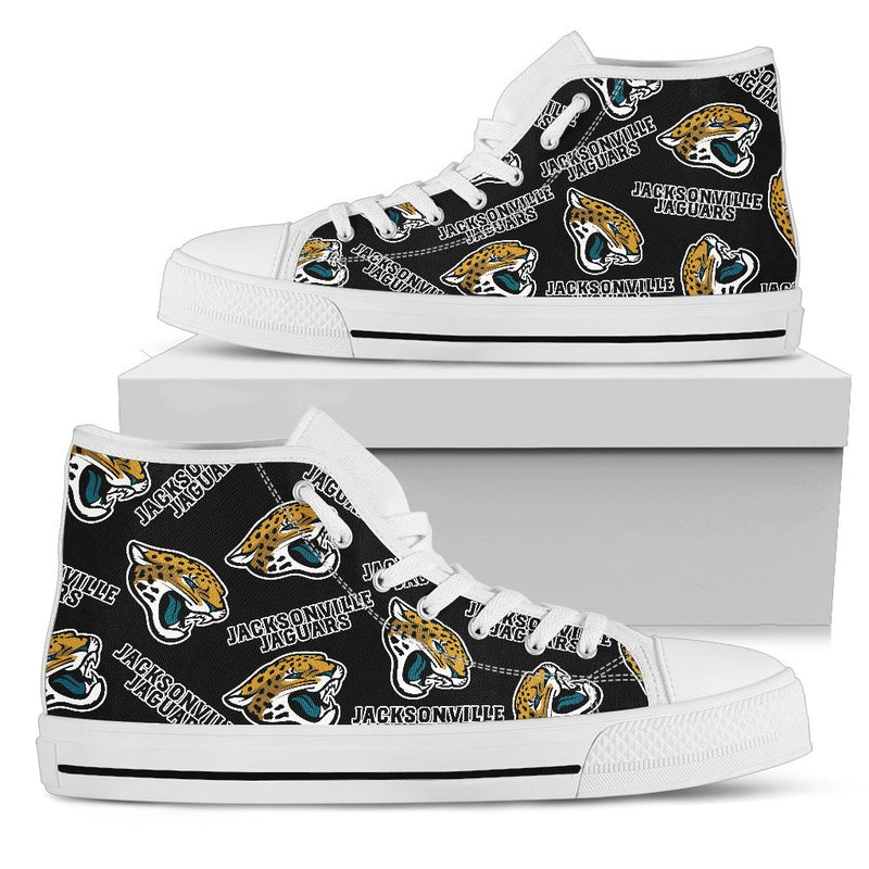 Script Logo Pattern Jacksonville Jaguars High Top Shoes