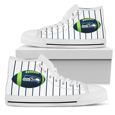 Straight Line With Deep Circle Seattle Seahawks High Top Shoes