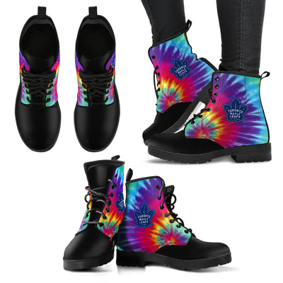 Tie Dying Awesome Background Rainbow Toronto Maple Leafs Boots