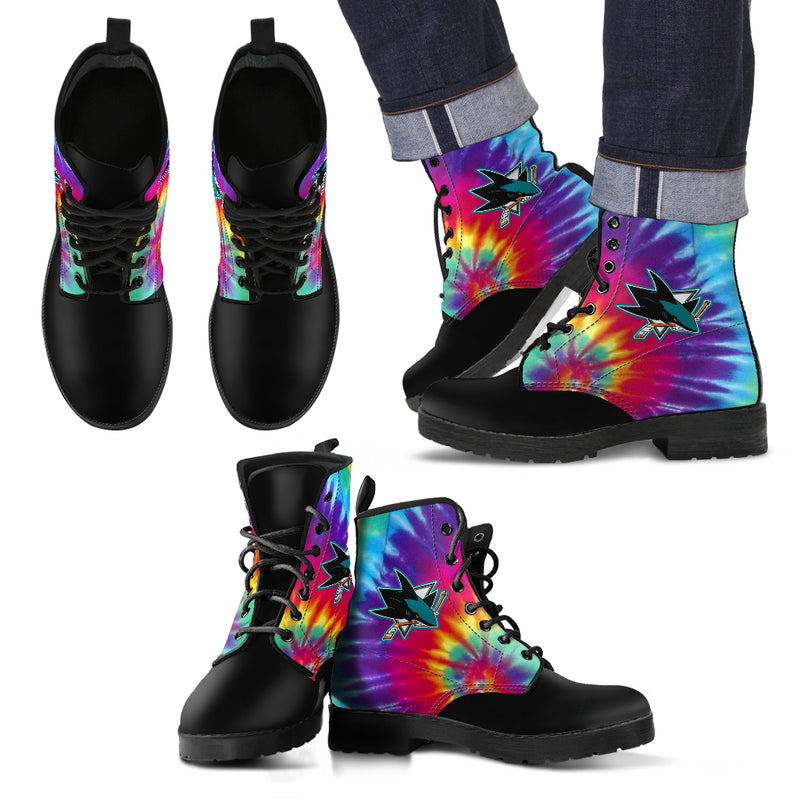 Tie Dying Awesome Background Rainbow San Jose Sharks Boots