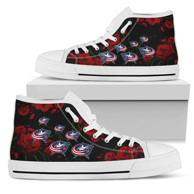 Lovely Rose Thorn Incredible Columbus Blue Jackets High Top Shoes