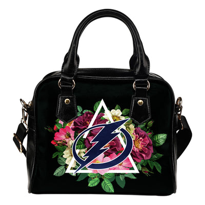 Floral Rose Valentine Logo Tampa Bay Lightning Shoulder Handbags