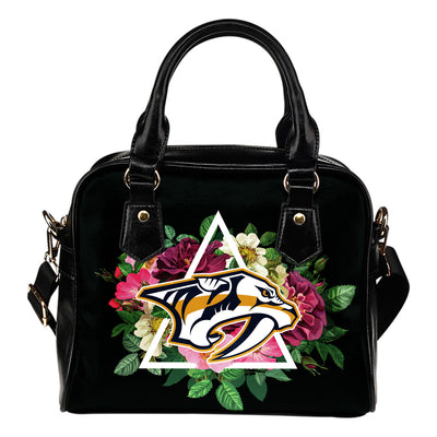 Floral Rose Valentine Logo Nashville Predators Shoulder Handbags