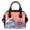 Enormous Wave Fancy Logo Anaheim Ducks Shoulder Handbags