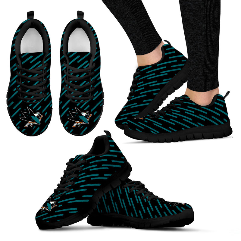 Marvelous Striped Stunning Logo San Jose Sharks Sneakers
