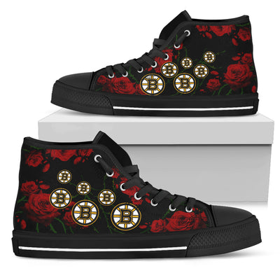 Lovely Rose Thorn Incredible Boston Bruins High Top Shoes