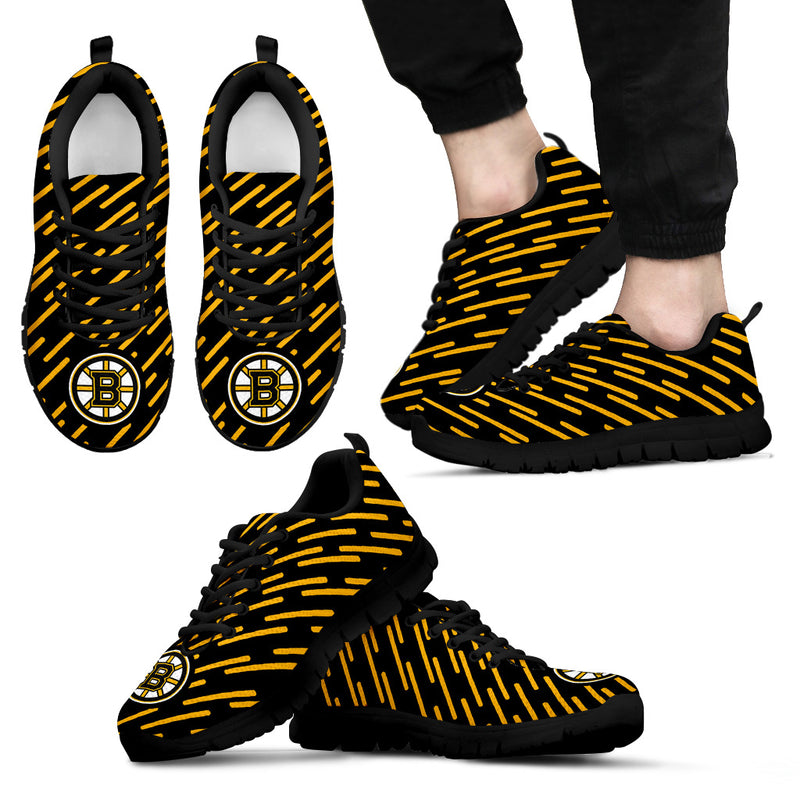 Marvelous Striped Stunning Logo Boston Bruins Sneakers