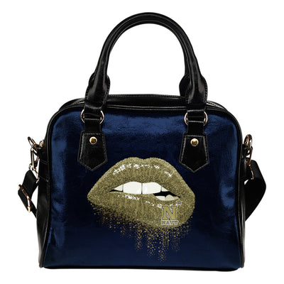 Beautiful Lips Elegant Logo Navy Midshipmen Shoulder Handbags
