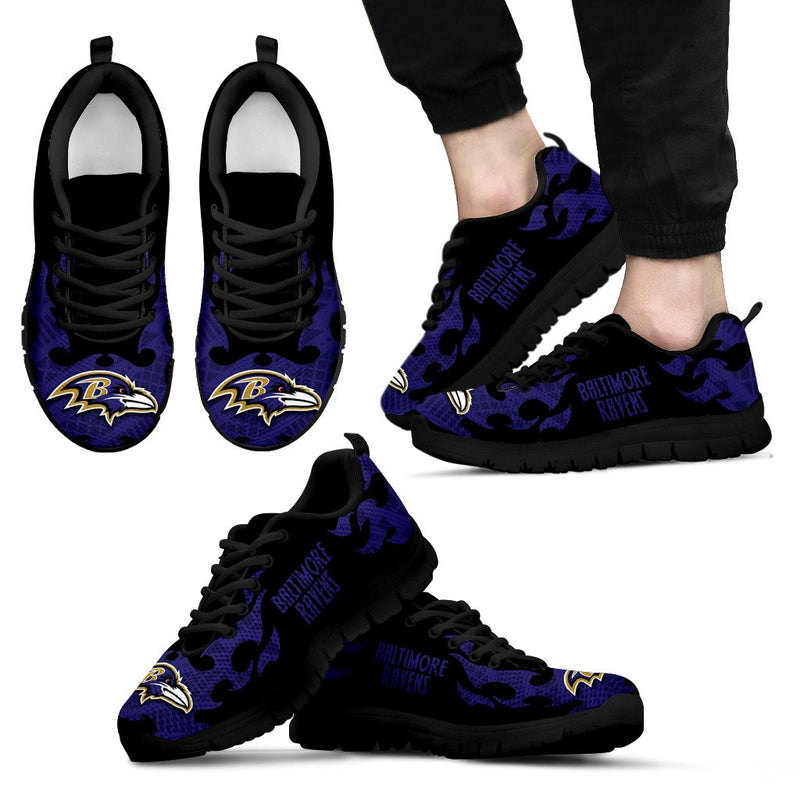 Tribal Flames Pattern Baltimore Ravens Sneakers